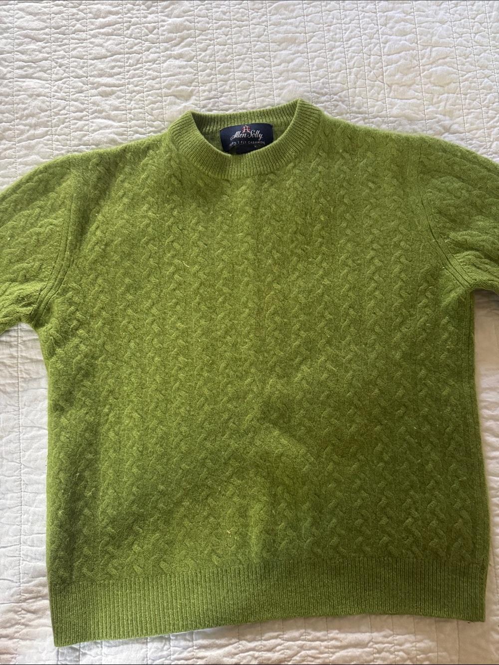 Allen Solly Olive Green Cable Knit Crewneck Sweater